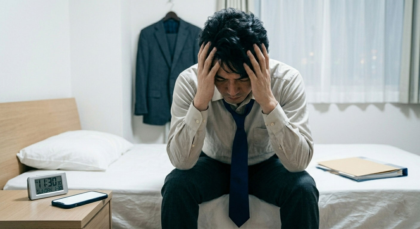 電話を無視して前を向く田中