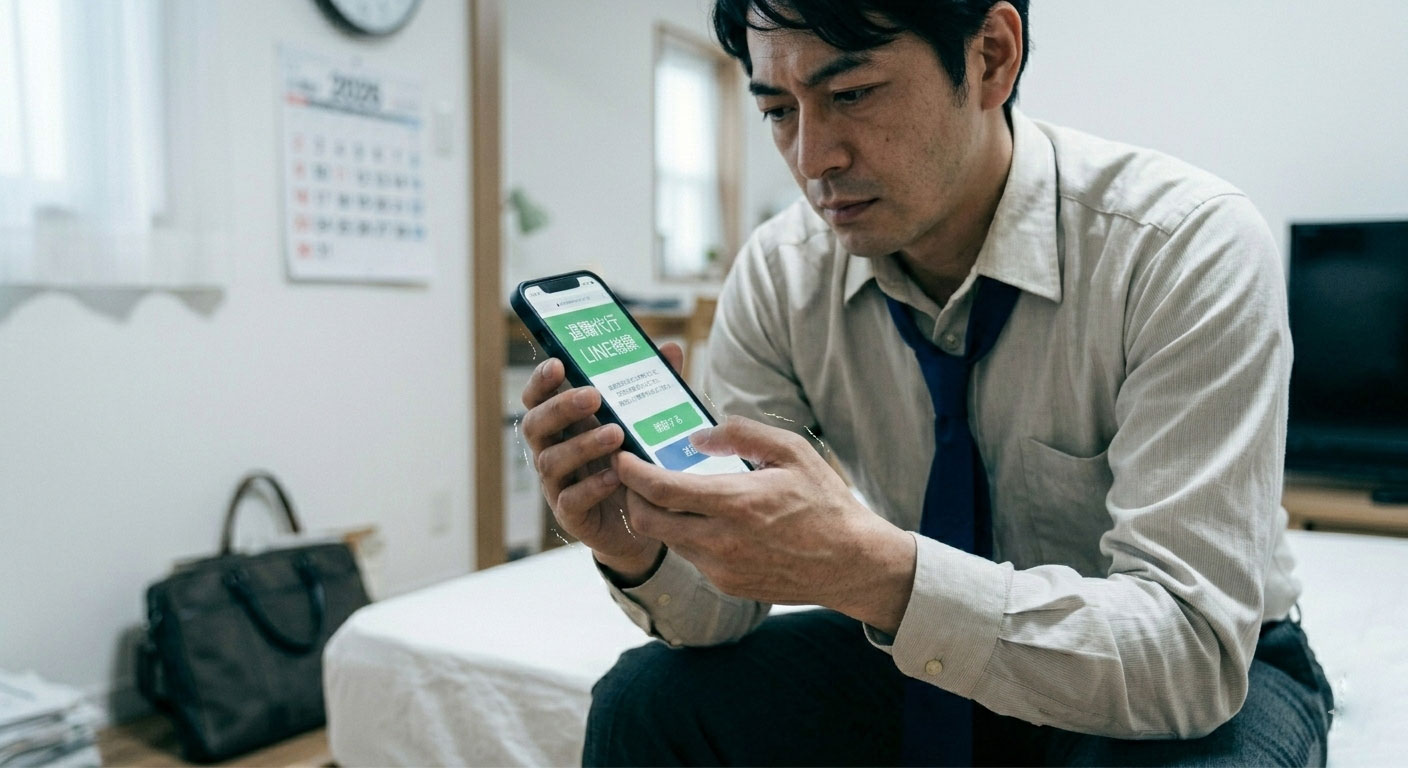 失敗を恐れて立ち止まる男性のイメージ