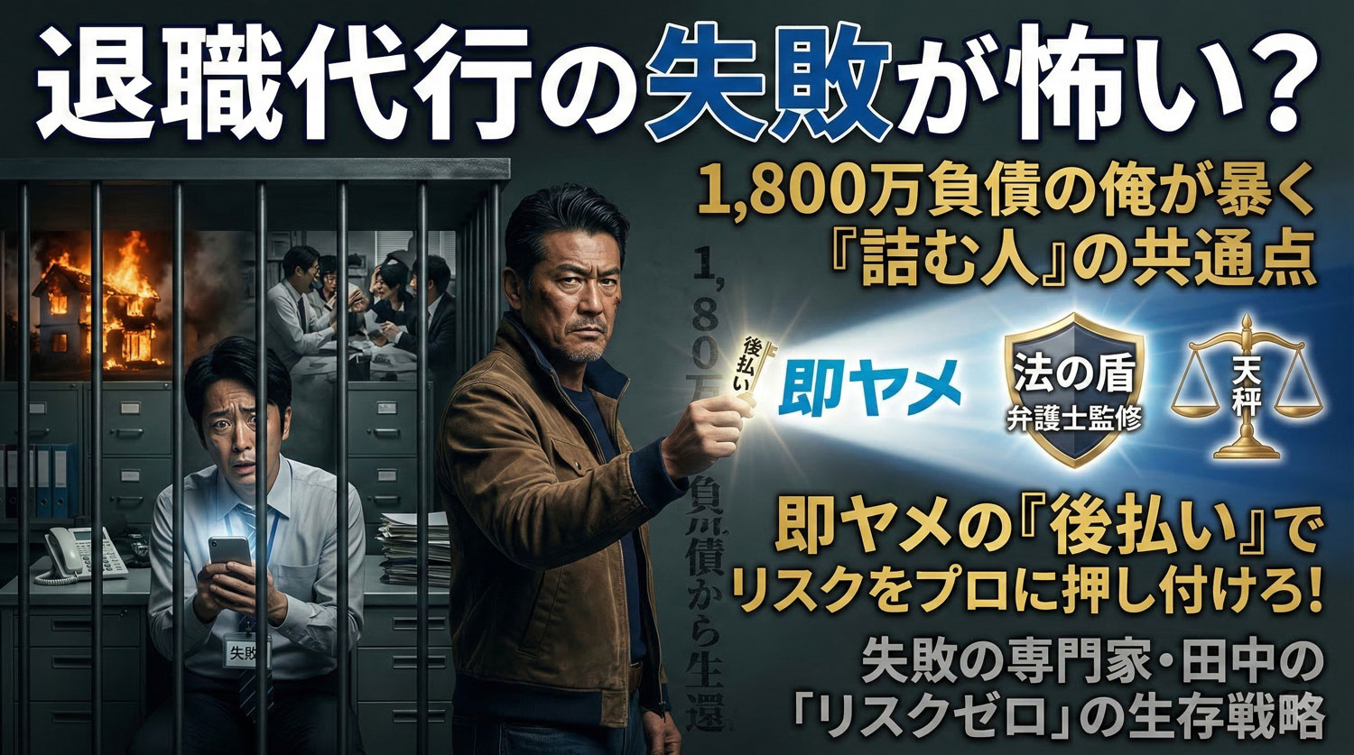 【実録】退職代行で「失敗」して人生が詰む人の共通点。1,800万の負債を抱えた俺が、即ヤメの『後払い』に絶対の勝機を見た理由
