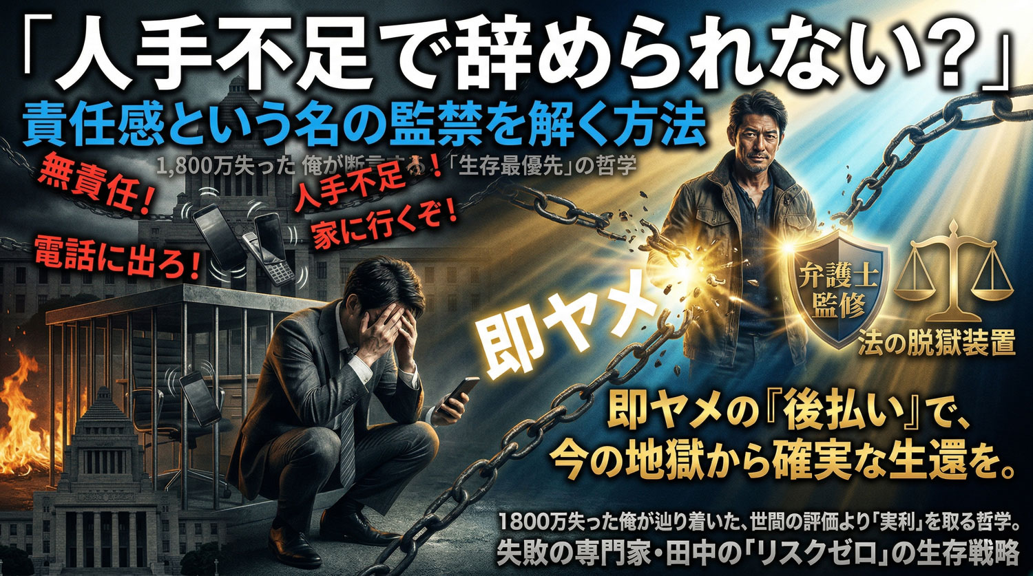 【断罪】退職代行は「人手不足」でも使える！1,800万負債の俺が教える、責任感という名の監禁を解く方法